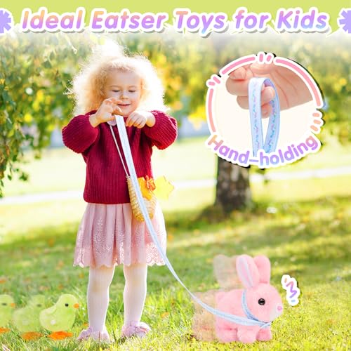 Tagitary Easter Plush Walking Bunny with Sounds and Leash for Toddlers