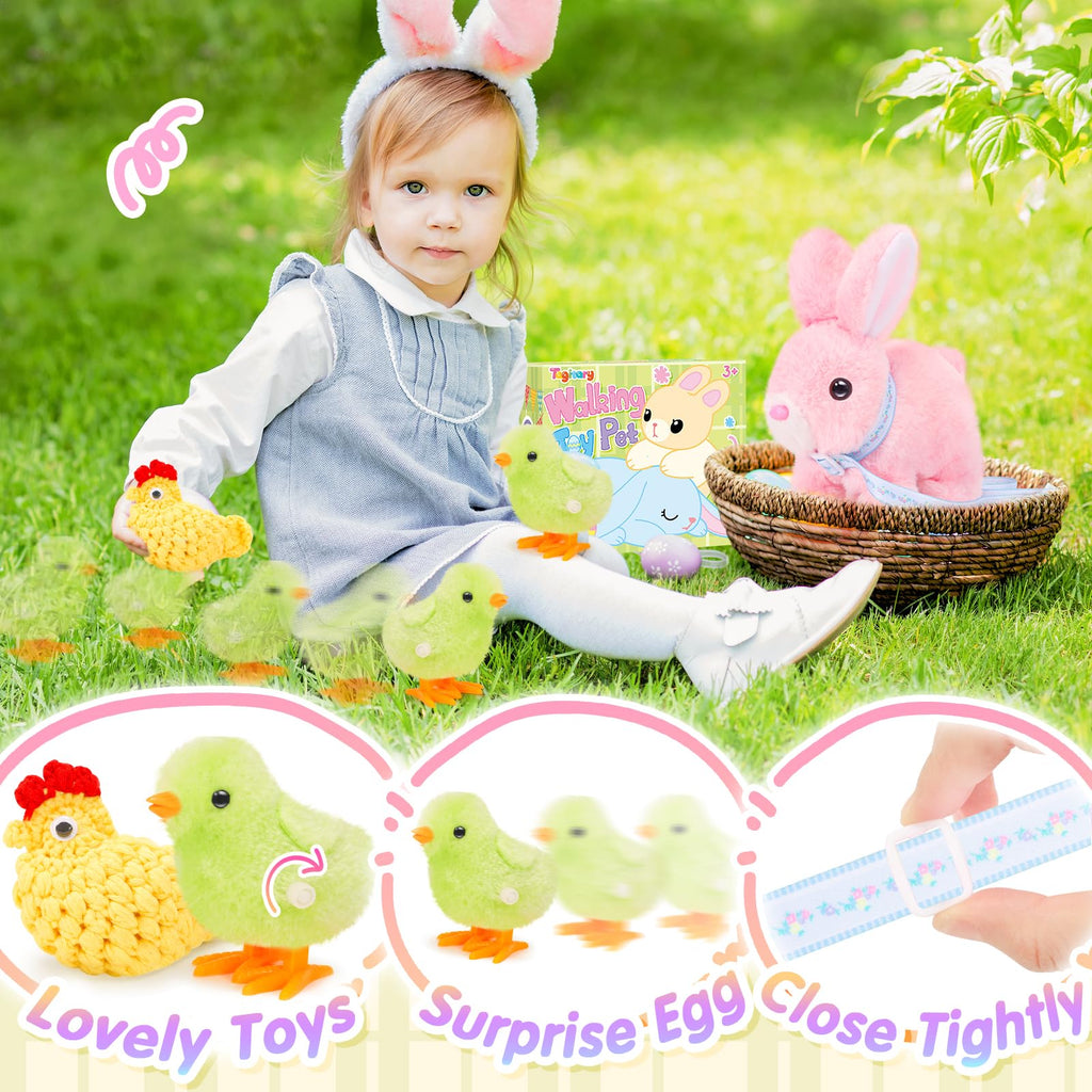 Tagitary Easter Plush Walking Bunny with Sounds and Leash for Toddlers