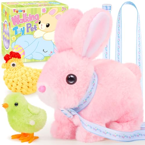 Tagitary Easter Plush Walking Bunny with Sounds and Leash for Toddlers