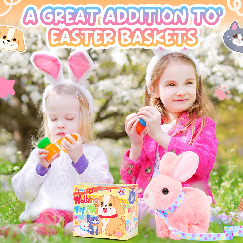 Tagitary Interactive Plush Bunny - Electronic Rabbit with Hopping, Sounds & Wiggling Ears, Leash Included