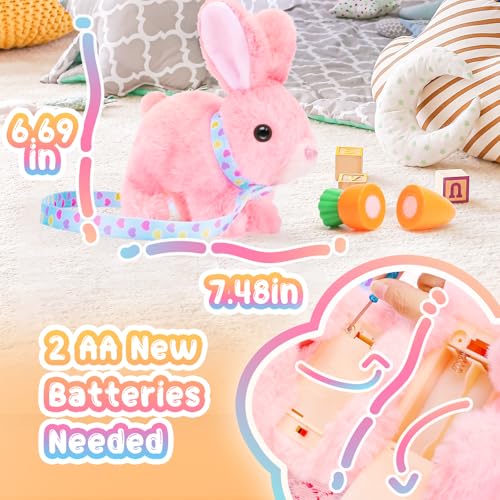 Tagitary Interactive Plush Bunny - Electronic Rabbit with Hopping, Sounds & Wiggling Ears, Leash Included