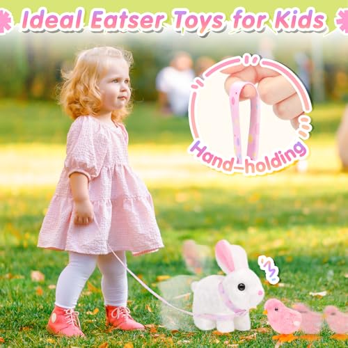 Tagitary Interactive Plush Bunny Toy with Wiggling Ears, Hopping, and Sounds – Easter Gift Set for Toddlers