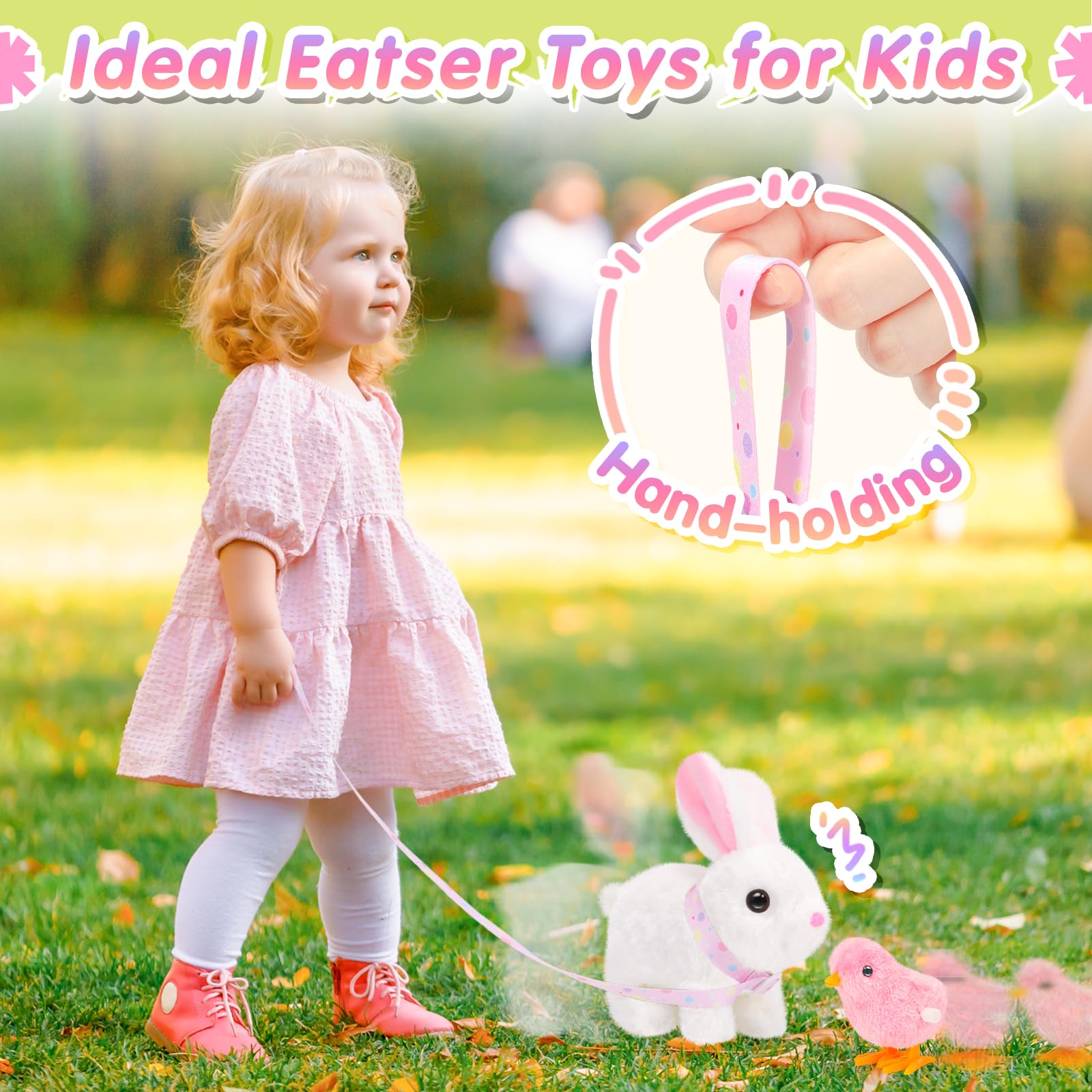 Tagitary Interactive Plush Bunny Toy with Wiggling Ears, Hopping, and Sounds – Easter Gift Set for Toddlers