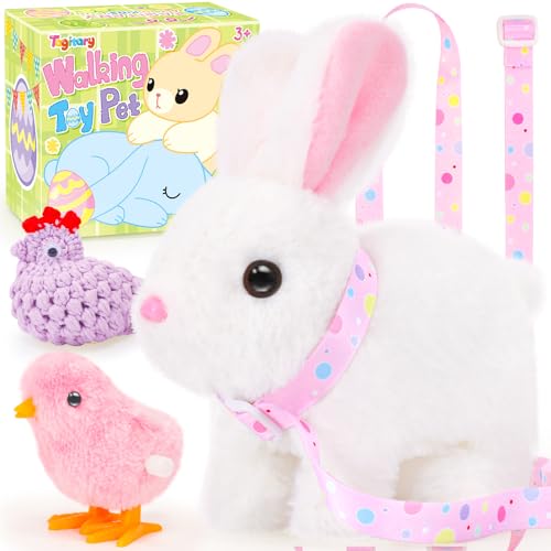 Tagitary Interactive Plush Bunny Toy with Wiggling Ears, Hopping, and Sounds – Easter Gift Set for Toddlers