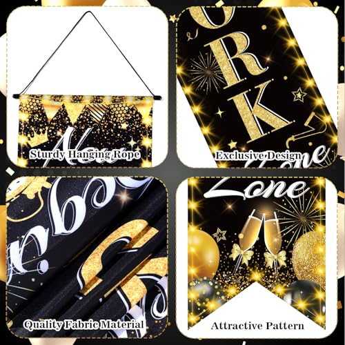 TagreSpike 3-Piece Retirement Porch Banner Set - Black Gold, 47x12 inches, Includes Happy Retirement, New Adventure Begins, No Work Zone