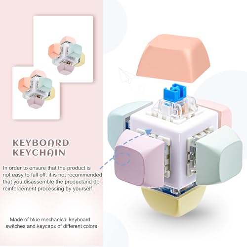 Taiyin 2-Pack Keyboard Fidget Toy – Macaron Color Stress Relief Clicker Keychain