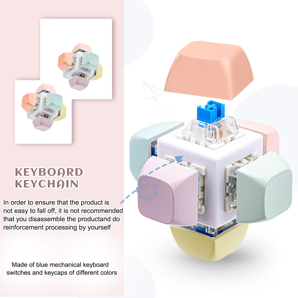 Taiyin 2-Pack Keyboard Fidget Toy – Macaron Color Stress Relief Clicker Keychain