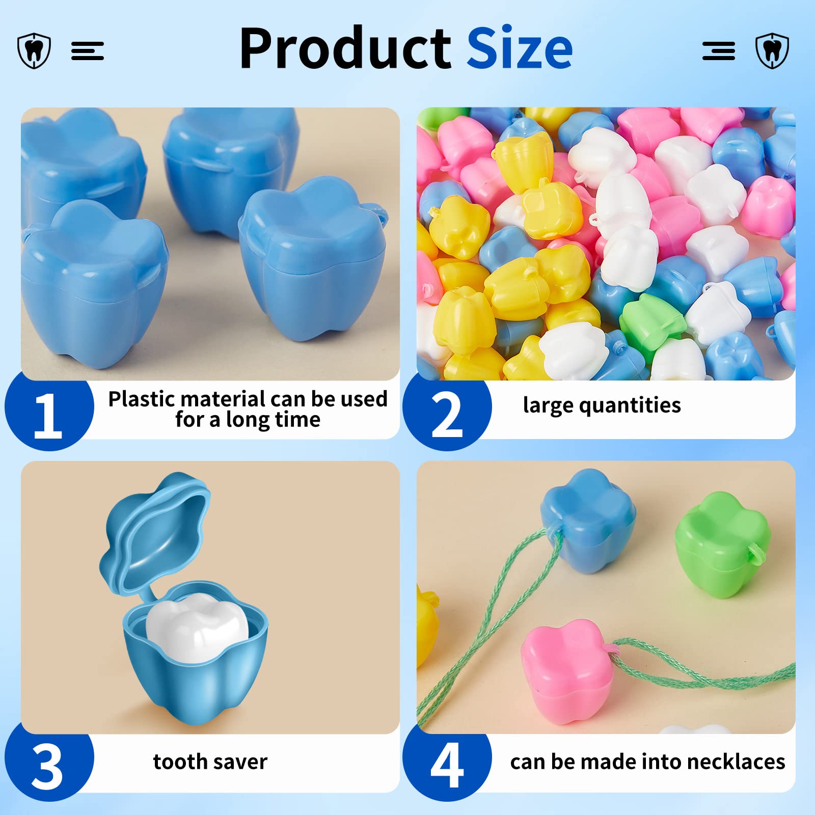 Taiyin 80 Pcs Colorful Tooth Savers Box, Plastic Tooth Holders for Kids, Party Favors, Bulk - 5 Colors