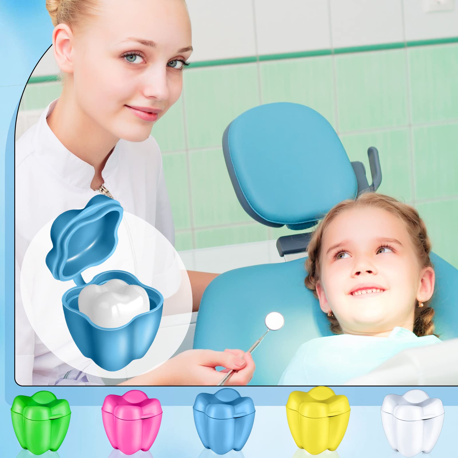 Taiyin 80 Pcs Colorful Tooth Savers Box, Plastic Tooth Holders for Kids, Party Favors, Bulk - 5 Colors