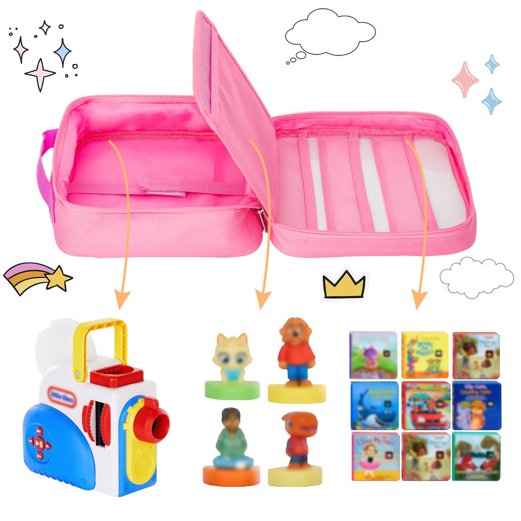 Taladad Carrying Case for Little Tikes Story Dream Machine - Pink Portable Storage Bag with Handle and Transparent Window