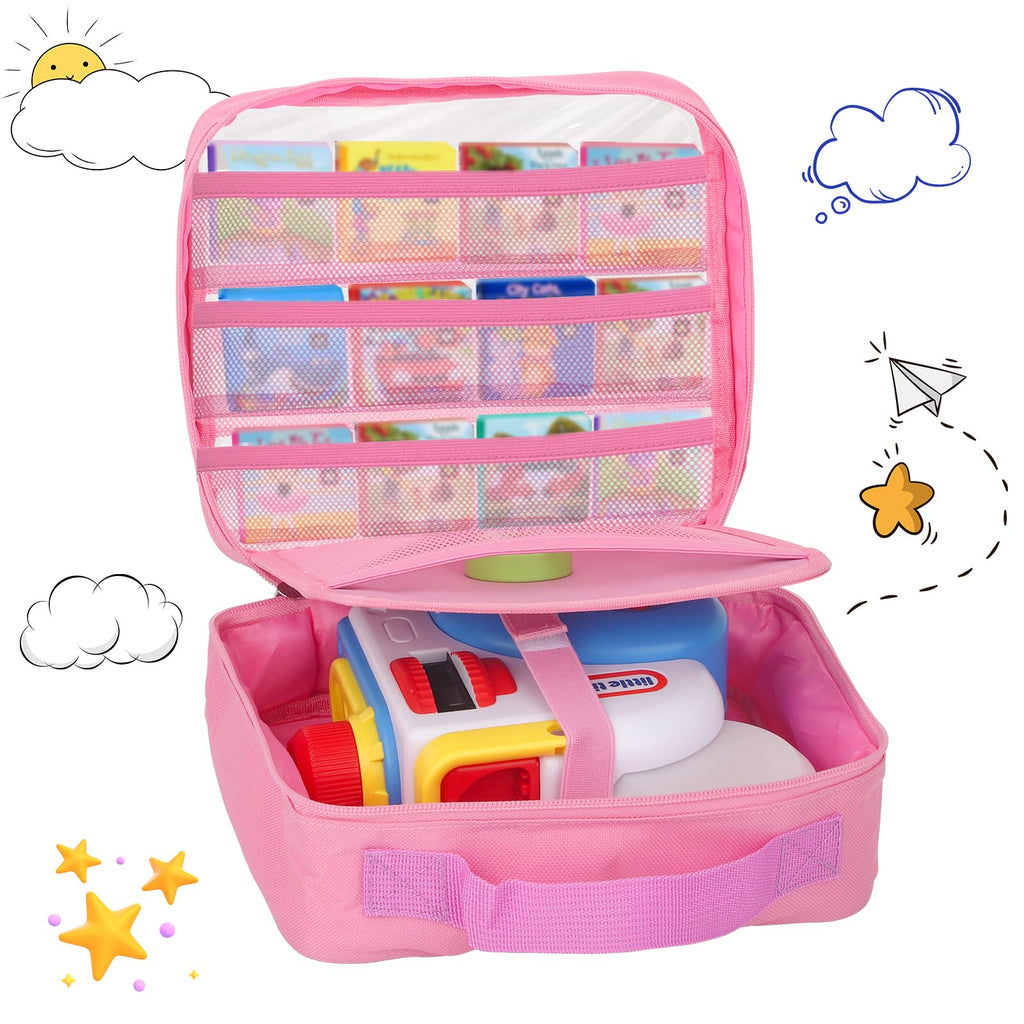 Taladad Carrying Case for Little Tikes Story Dream Machine - Pink Portable Storage Bag with Handle and Transparent Window