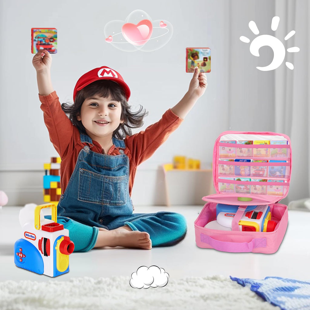 Taladad Carrying Case for Little Tikes Story Dream Machine - Pink Portable Storage Bag with Handle and Transparent Window