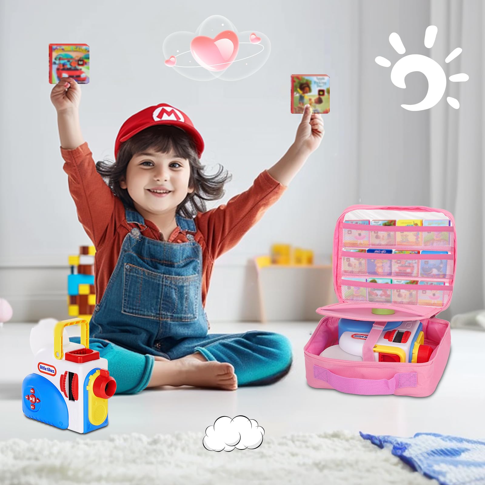 Taladad Carrying Case for Little Tikes Story Dream Machine - Pink Portable Storage Bag with Handle and Transparent Window
