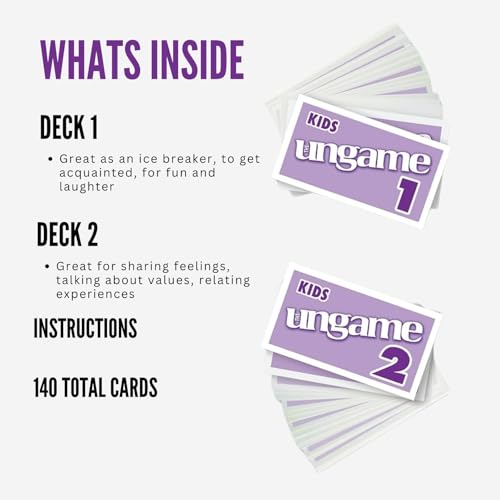 Talicor Pocket UNGAME Kids Edition – Non-Competitive Card Game for Ages 5+ – 140 Question Cards for Light & Serious Conversation