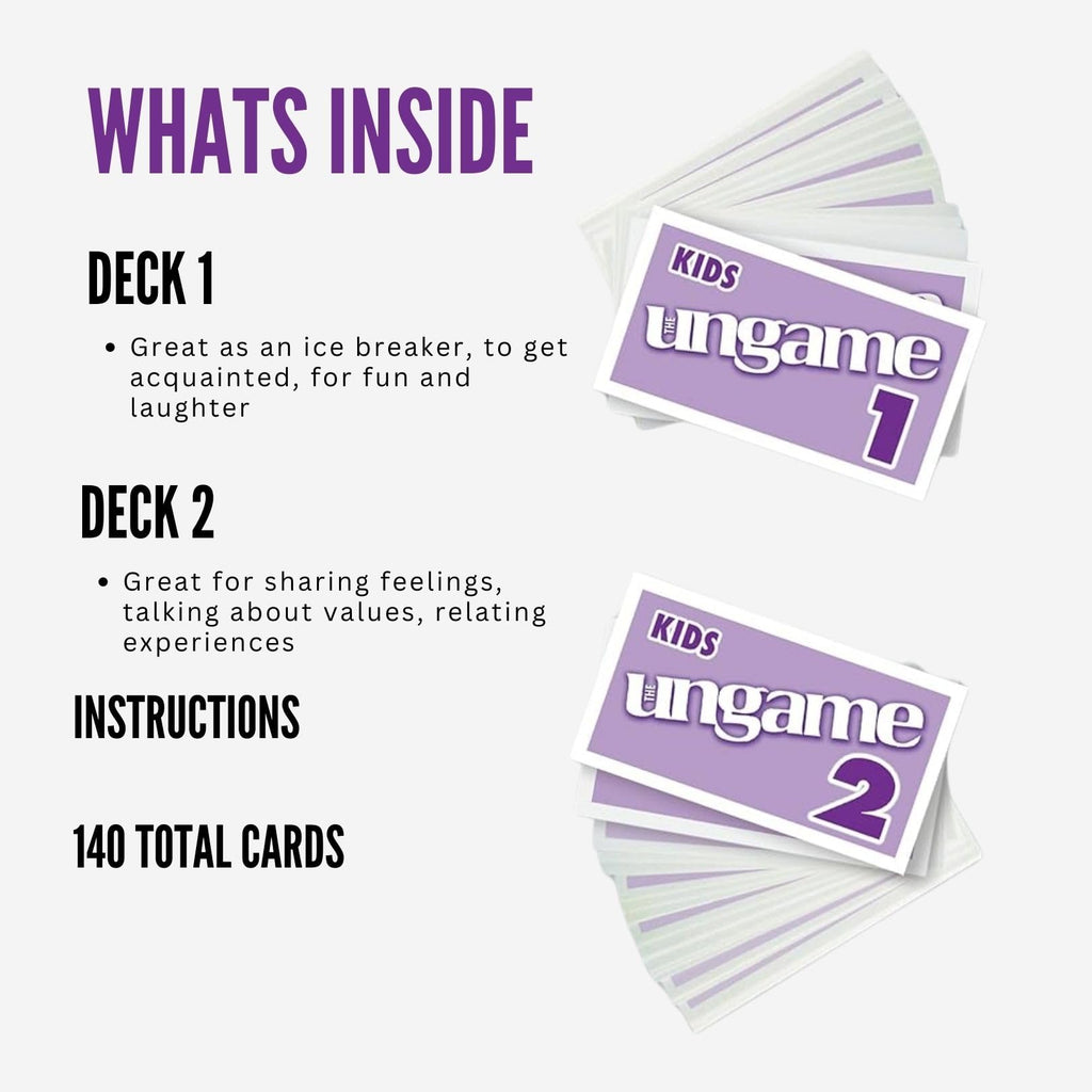 Talicor Pocket UNGAME Kids Edition – Non-Competitive Card Game for Ages 5+ – 140 Question Cards for Light & Serious Conversation