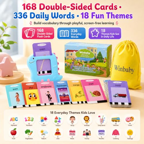 Talking Flash Cards for Toddlers 1-5 Years – 336 Sight Words, Montessori Interactive Speech Therapy Toy