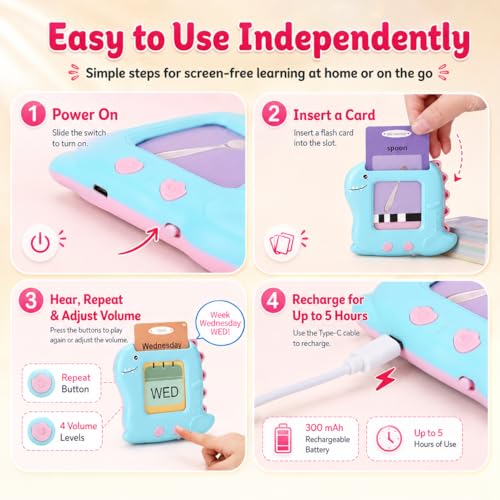 Talking Flash Cards for Toddlers 1-5 Years – 336 Sight Words, Montessori Interactive Speech Therapy Toy