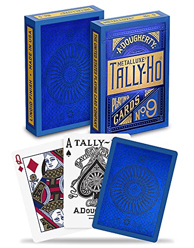 Tally-Ho MetalLuxe Blue Playing Cards – Metallic Foil Deck with Classic Linoid Finish