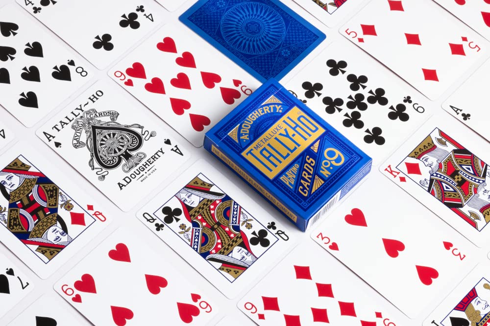 Tally-Ho MetalLuxe Blue Playing Cards – Metallic Foil Deck with Classic Linoid Finish