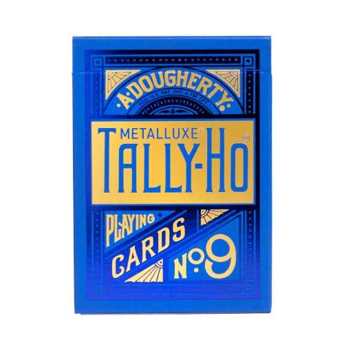 Tally-Ho MetalLuxe Blue Playing Cards – Metallic Foil Deck with Classic Linoid Finish