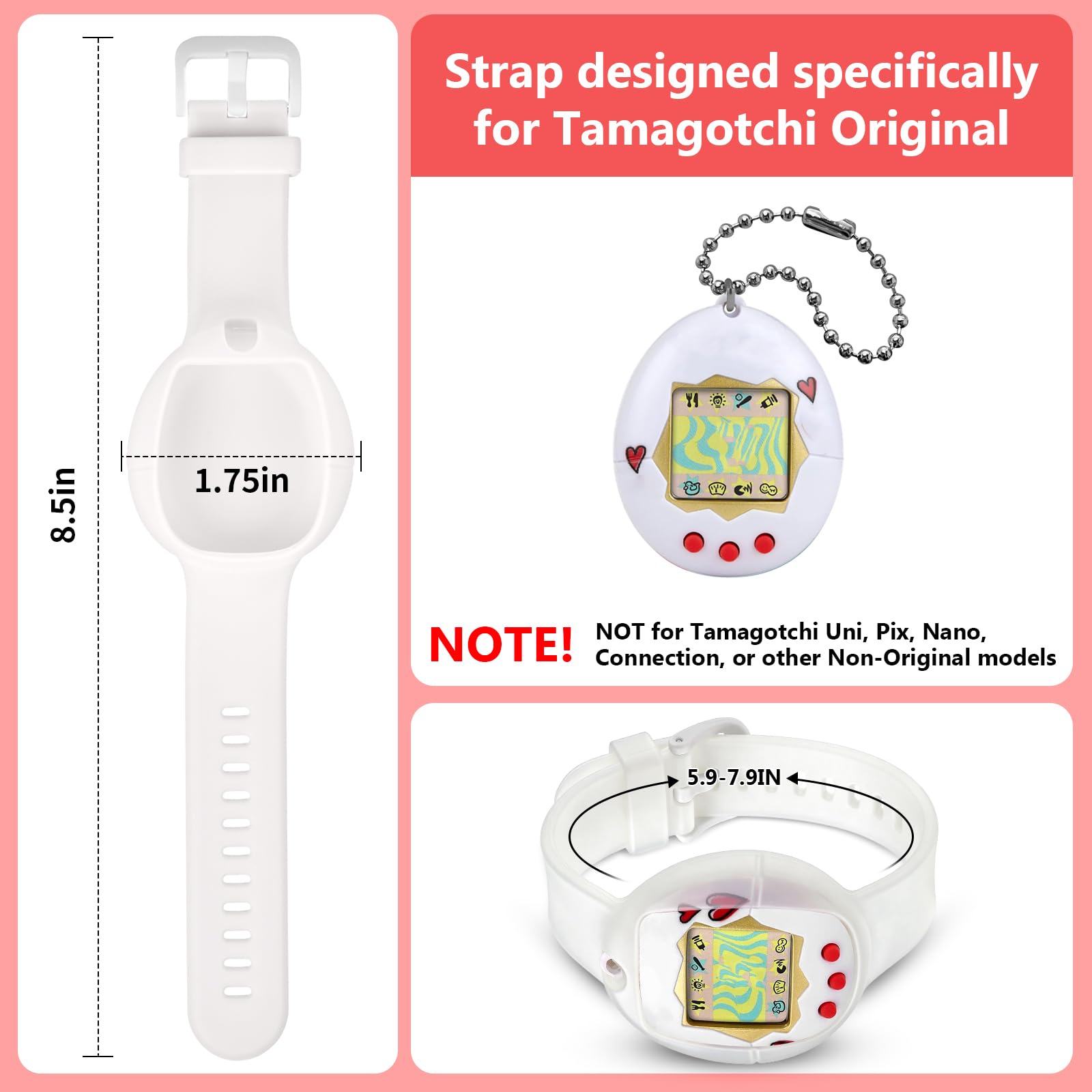 Tamagotchi Original Silicone Wristband Cover (Transparent) - Adjustable Strap, Protective, Easy Clean