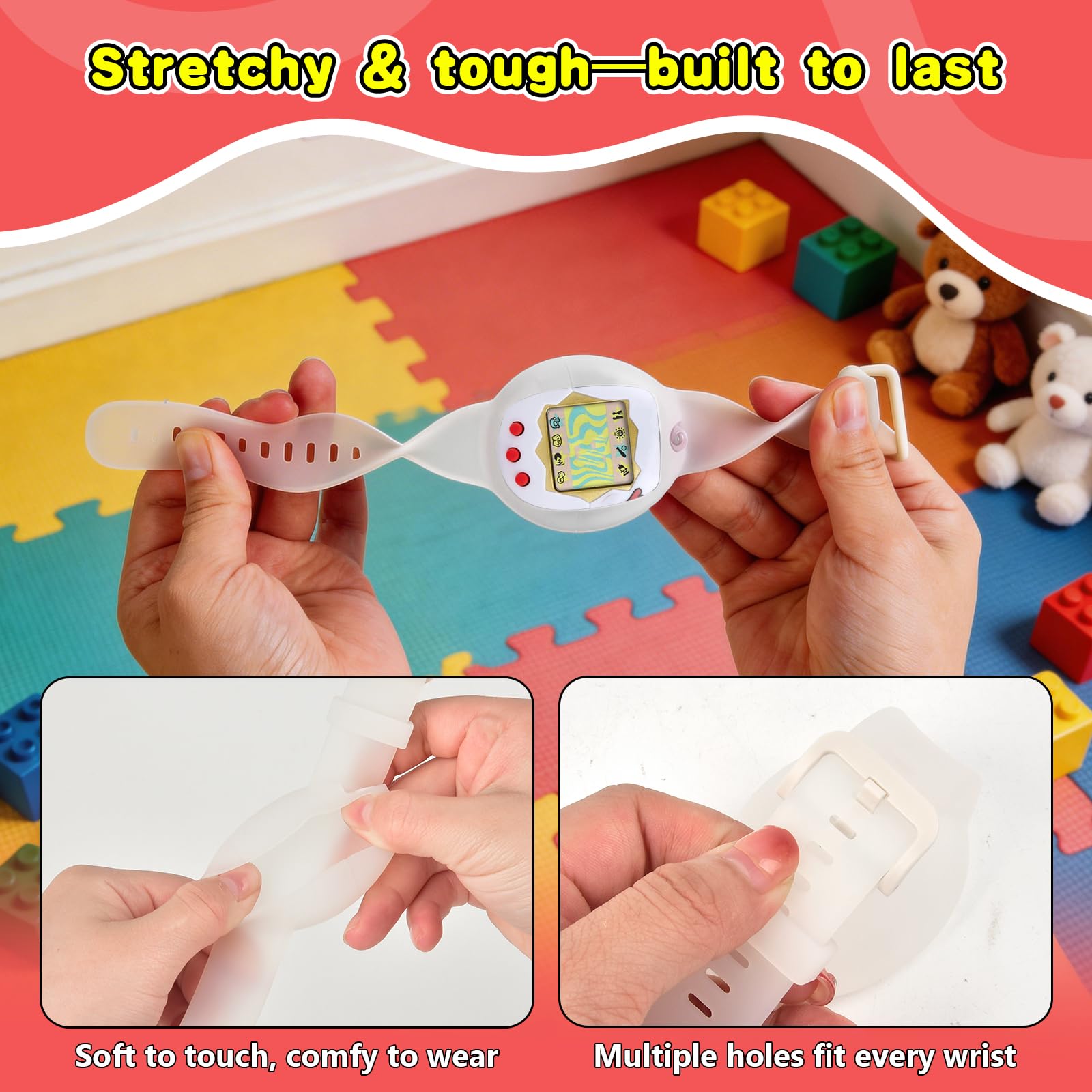 Tamagotchi Original Silicone Wristband Cover (Transparent) - Adjustable Strap, Protective, Easy Clean
