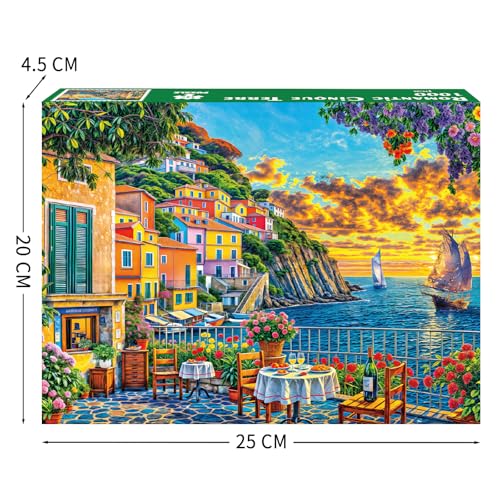 TangComplete 1000-Piece Cinque Terre Jigsaw Puzzle – Romantic Italian Scene for Adults