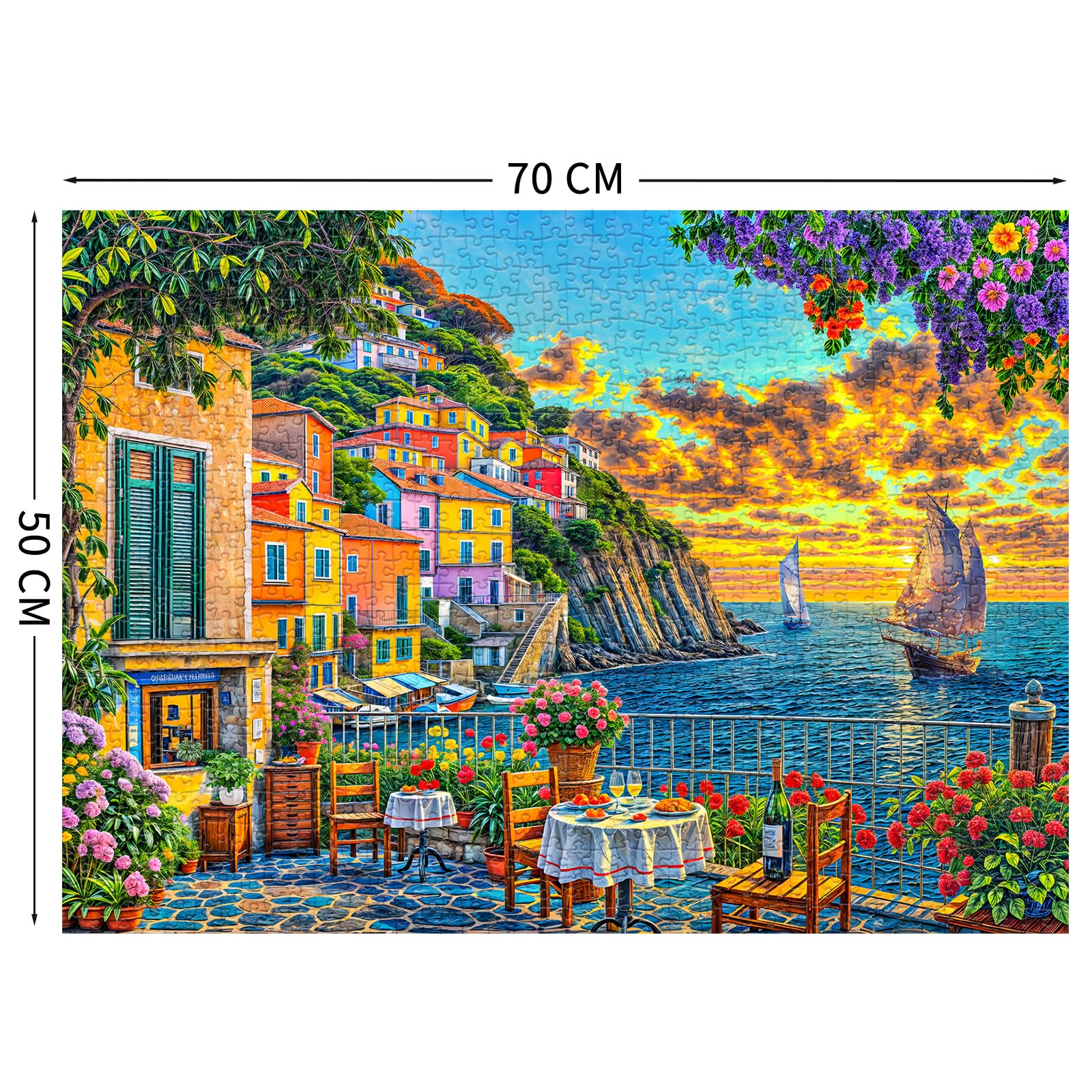 TangComplete 1000-Piece Cinque Terre Jigsaw Puzzle – Romantic Italian Scene for Adults