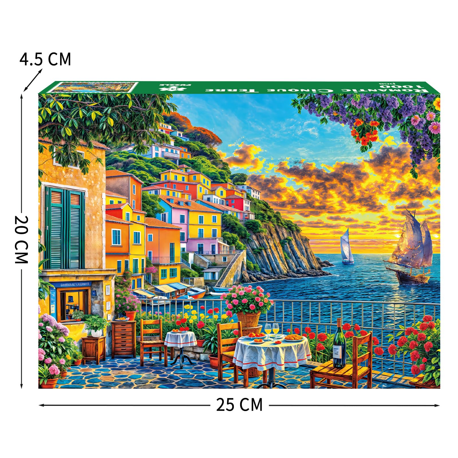 TangComplete 1000-Piece Cinque Terre Jigsaw Puzzle – Romantic Italian Scene for Adults