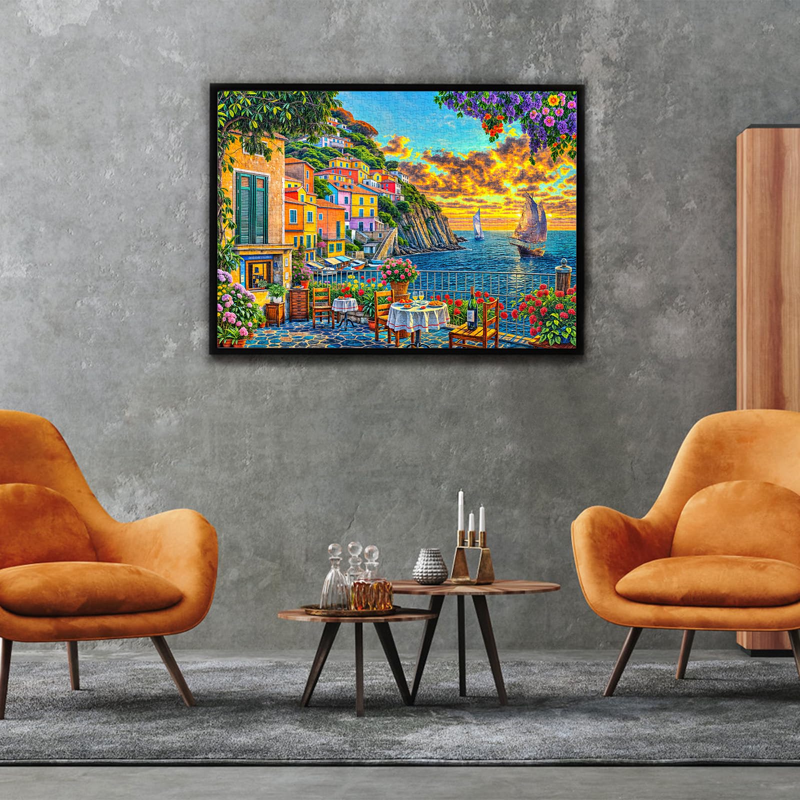 TangComplete 1000-Piece Cinque Terre Jigsaw Puzzle – Romantic Italian Scene for Adults