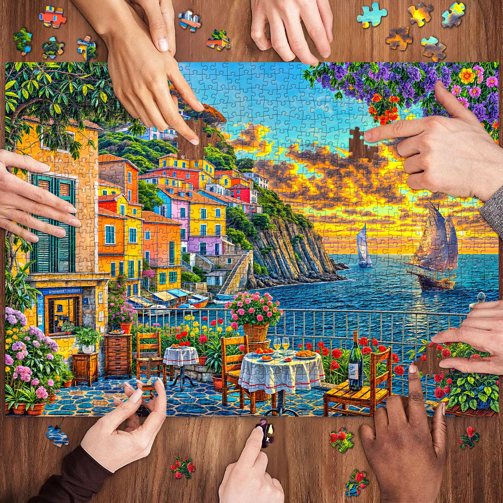 TangComplete 1000-Piece Cinque Terre Jigsaw Puzzle – Romantic Italian Scene for Adults