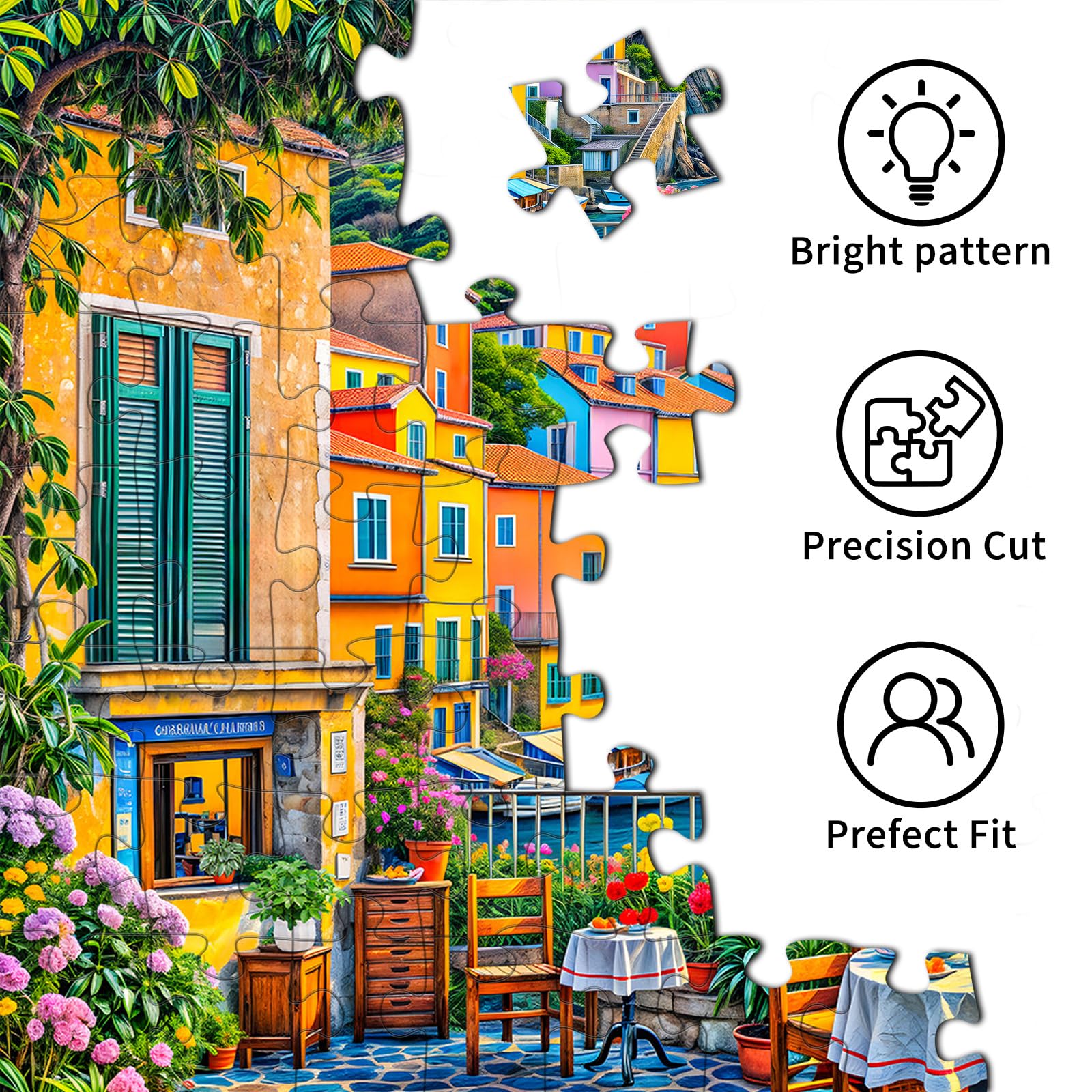 TangComplete 1000-Piece Cinque Terre Jigsaw Puzzle – Romantic Italian Scene for Adults
