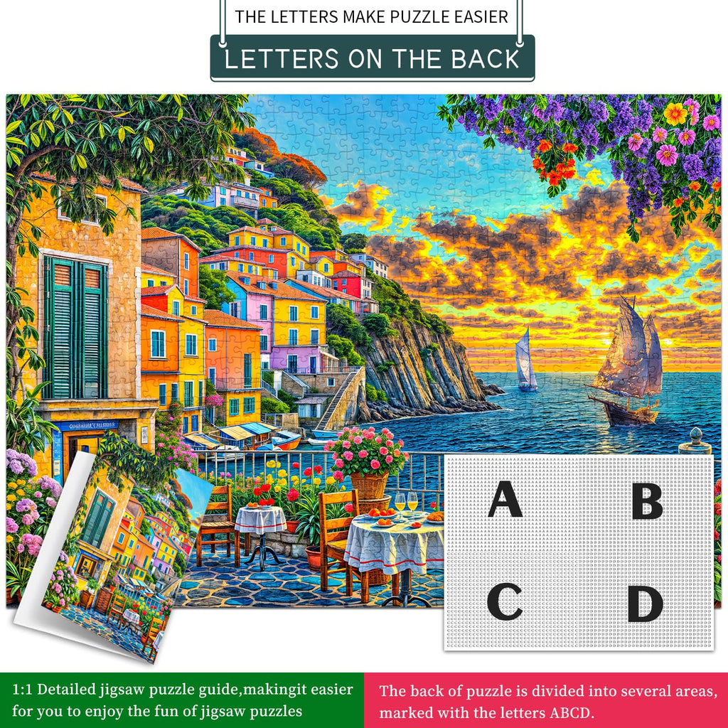 TangComplete 1000-Piece Cinque Terre Jigsaw Puzzle – Romantic Italian Scene for Adults