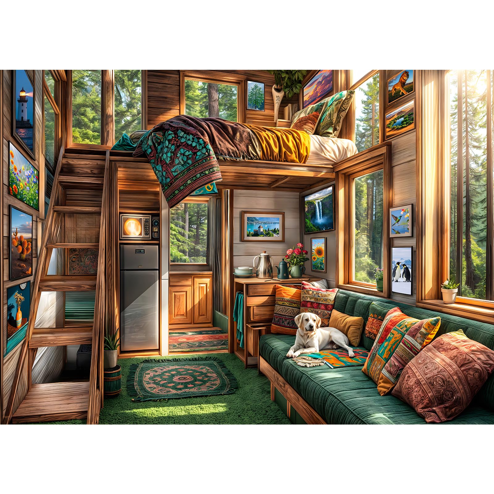 TangComplete 1000 Piece Forest House Jigsaw Puzzle for Adults – Letters on Back, Interlocking, 70x50 cm