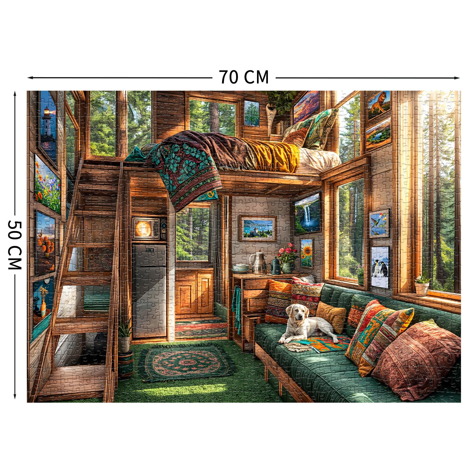 TangComplete 1000 Piece Forest House Jigsaw Puzzle for Adults – Letters on Back, Interlocking, 70x50 cm