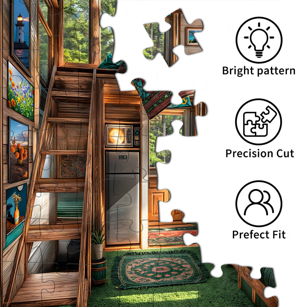 TangComplete 1000 Piece Forest House Jigsaw Puzzle for Adults – Letters on Back, Interlocking, 70x50 cm