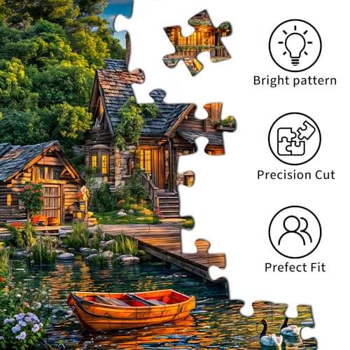 TangComplete 1000-Piece Holiday Cottages Jigsaw Puzzle for Adults – Challenging and Fun, 70x50 cm, Includes Poster and Gift Box