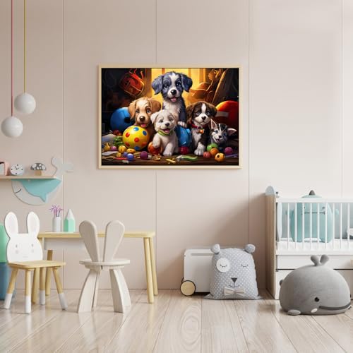 TangMosaic 1000 Piece Funny Dog Jigsaw Puzzle for Adults – 27.56" x 19.69" Finished Size, No Dust, Letter-Coded Backs