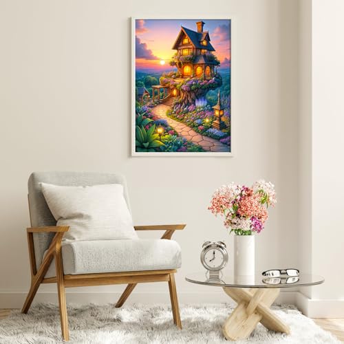 TangMosaic 1000 Piece Puzzle for Adults – Fairytale Tree House with Auroras, Dust-Free, Lettered Back, 27.56"x19.69" Finished Size