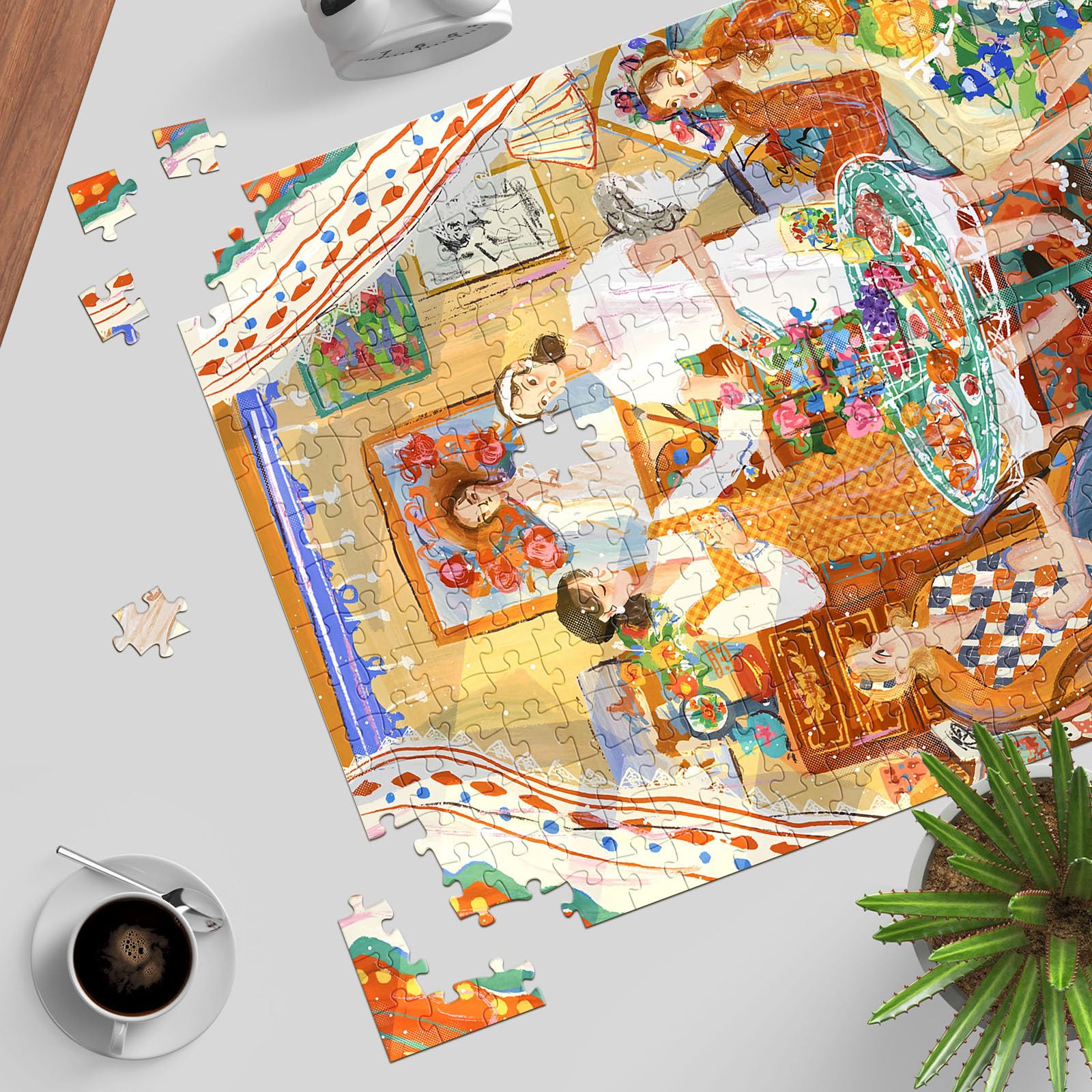 TangMosaic 500 Piece Jigsaw Puzzle – Northern Lights Cottage Scene, Interlocking Pieces with Matte Finish