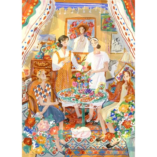 TangMosaic 500 Piece Jigsaw Puzzle – Northern Lights Cottage Scene, Interlocking Pieces with Matte Finish