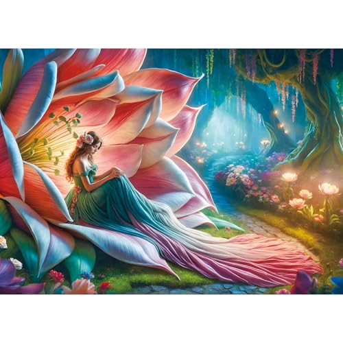 TangMosaic Flower Fairy Jigsaw Puzzle 1000 Pieces – 27.56x19.69 Inch, Zoning Back Design, Low Dust, Matte Finish