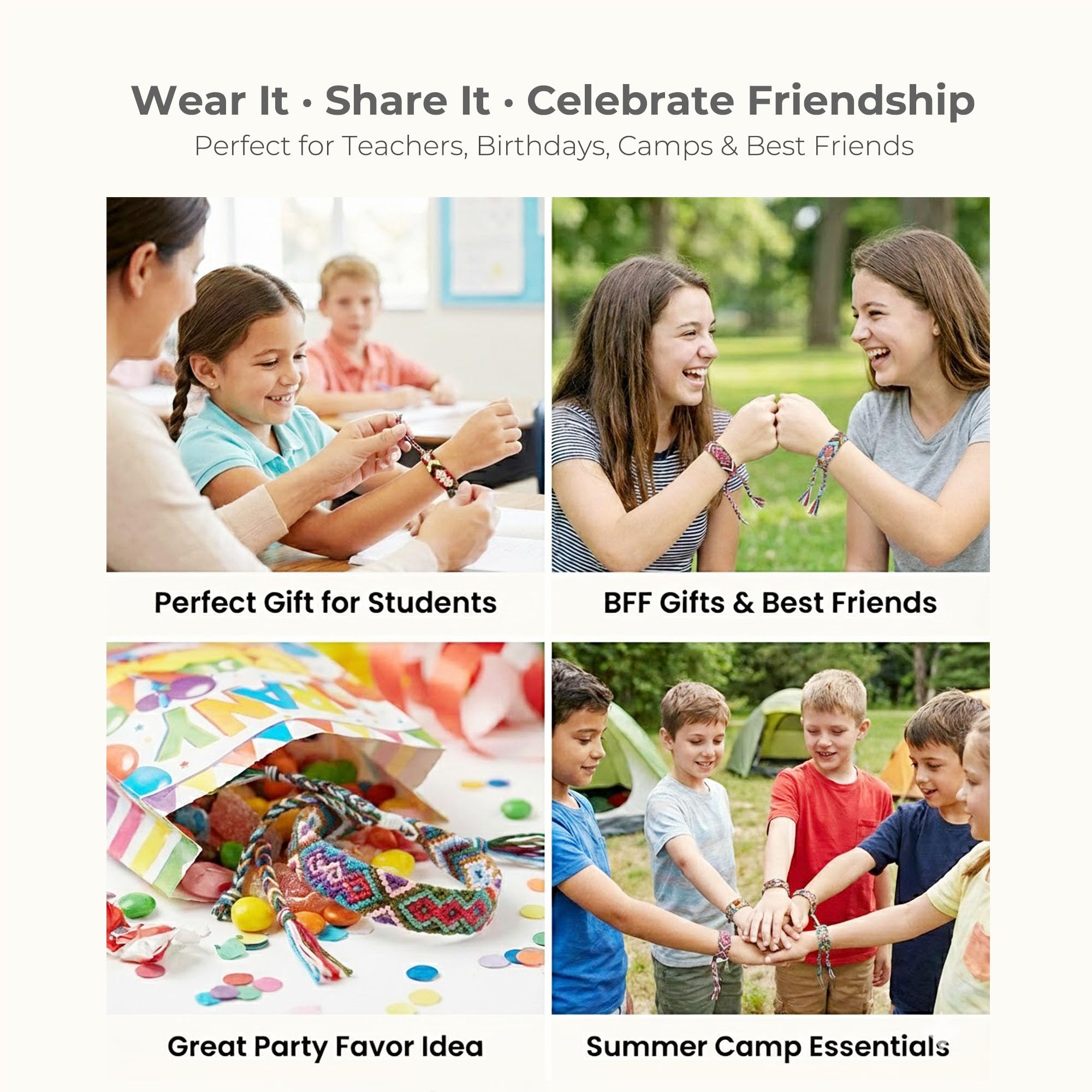 Tangser 12-Pack Handmade Woven Friendship Bracelets – Adjustable Sliding Knot, Colorful Cotton Blend for Kids, Teens & Women