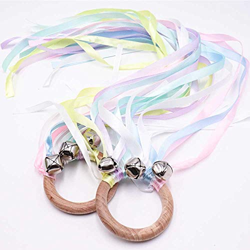 TANOFAR Montessori Hand Kite - Rainbow Sensory Ribbon Toy with Beech Wood Ring for Toddlers