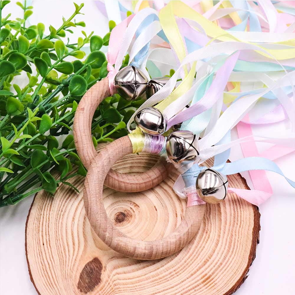 TANOFAR Montessori Hand Kite - Rainbow Sensory Ribbon Toy with Beech Wood Ring for Toddlers