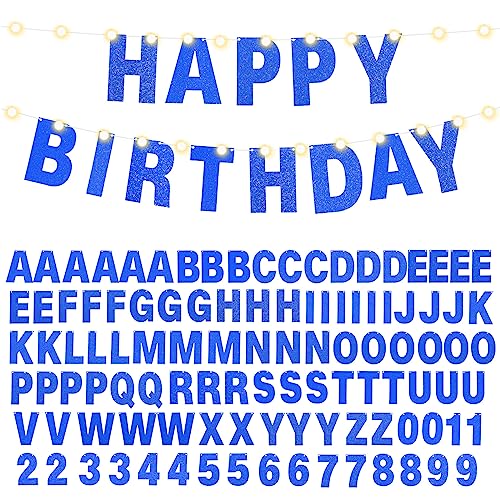 TaoBary 112 Pcs DIY Glitter Letter Kit - Dark Blue Customizable Banner Letters for Party Decor