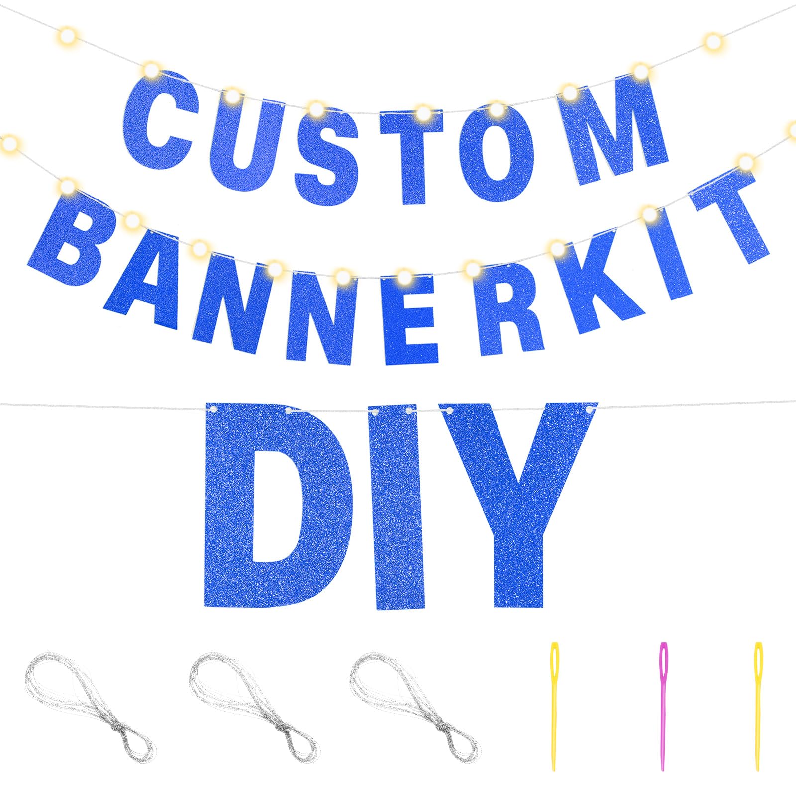 TaoBary 112 Pcs DIY Glitter Letter Kit - Dark Blue Customizable Banner Letters for Party Decor
