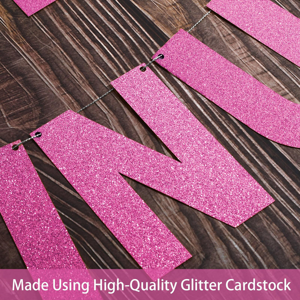 TaoBary 112-Piece DIY Glitter Letter Banner Kit - Pink Customizable Letters for Birthday, Wedding & Party Decor