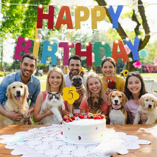 TaoBary 112-Piece DIY Glitter Letter Banner Kit – Customizable Rainbow Letters and Numbers for Parties