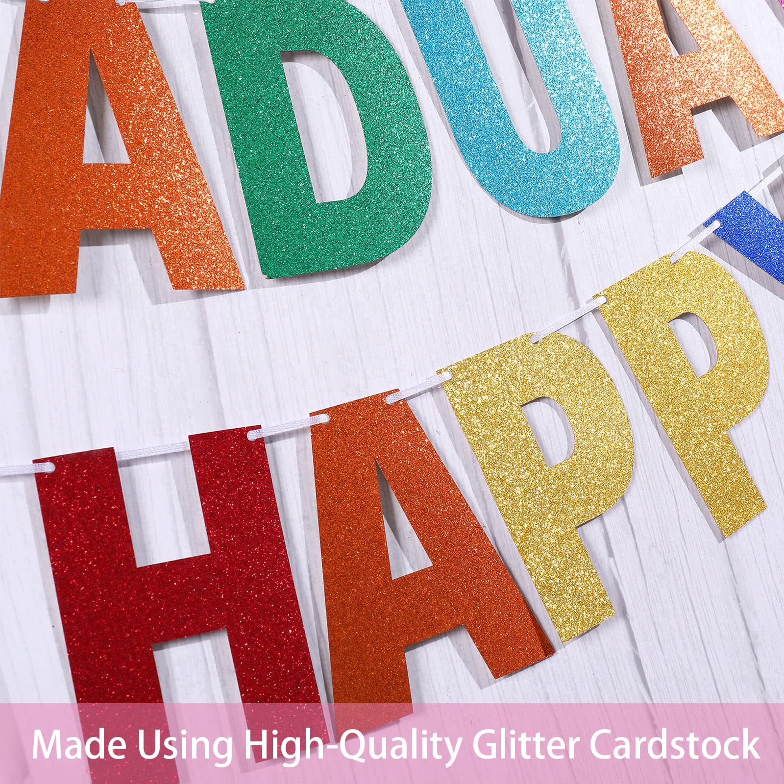 TaoBary 112-Piece DIY Glitter Letter Banner Kit – Customizable Rainbow Letters and Numbers for Parties